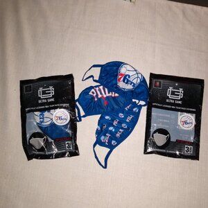 NBA Philadelphia 76ers Face Masks 3 blue mask Trio